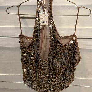 FP Movement by Free People Gold Sequin Tank Top